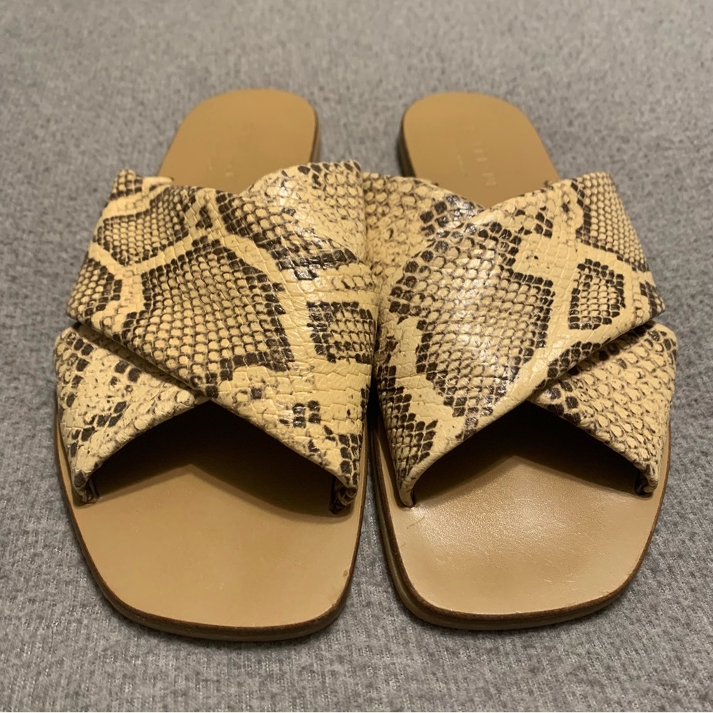 Everlane Leather Snake Crossover Slides Size 6